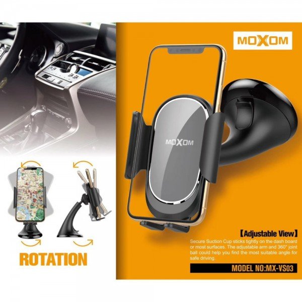 Moxom Βάση Κινητού Αυτοκινήτου Suction Cup Phone Holder με Ρυθμιζόμενα Άγκιστρα MX-VS03